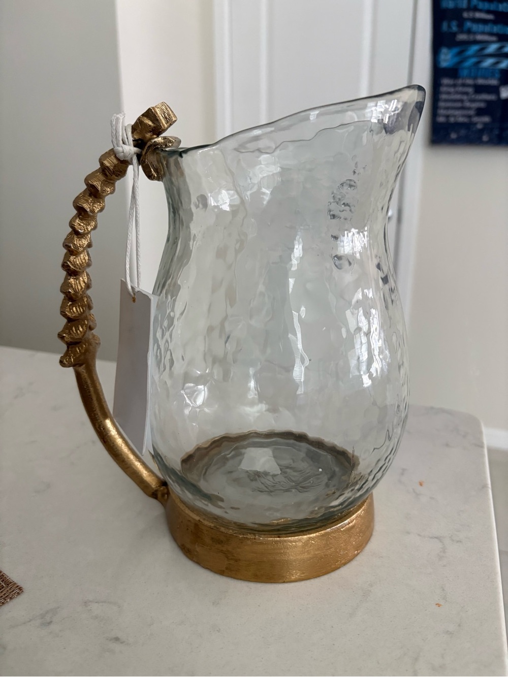 Glass Pitcher with Gold Handle